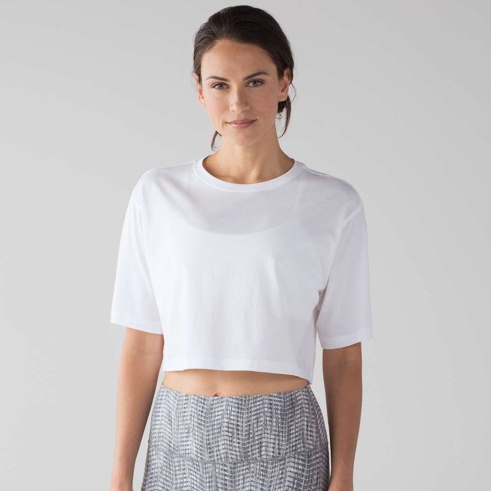 Lululemon Cortes Crop Tee White Size 10
